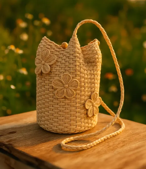 Bolso Tejido de Palma de Iraca con Flores