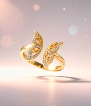 Anillo Ajustable con Diseño de Mariposa de Rodio