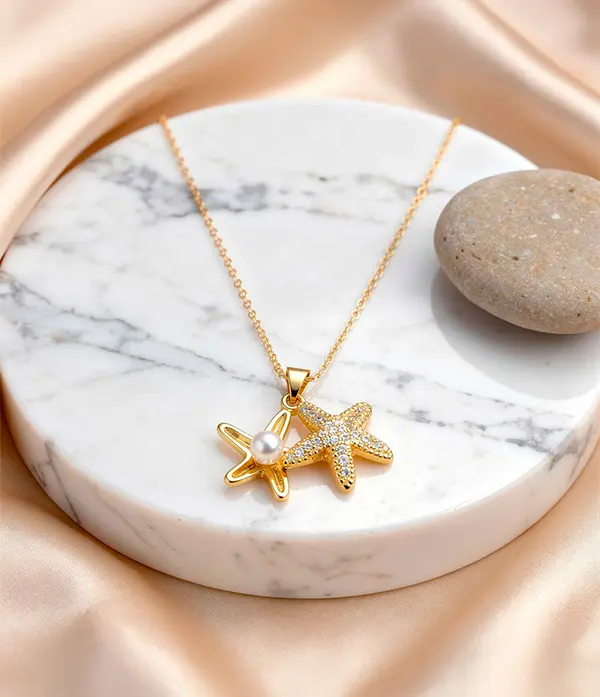 Collar Dije Ajustable Estrella en Rodio