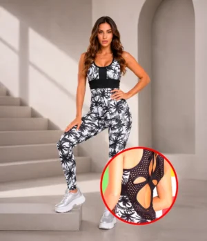 Enterizo Deportivo con Estampado Tropical