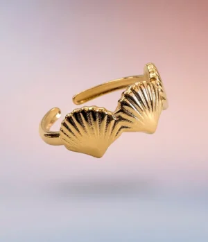Anillo Conchas Ajustable en Rodio