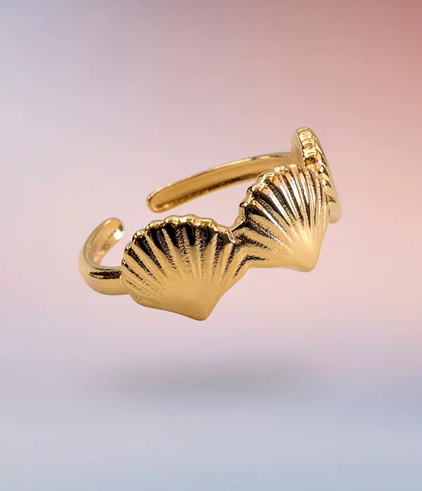 Anillo Conchas Ajustable en Rodio